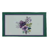 キングサイズフローラデザイングリーンパープル 枕カバー (裏面-左)