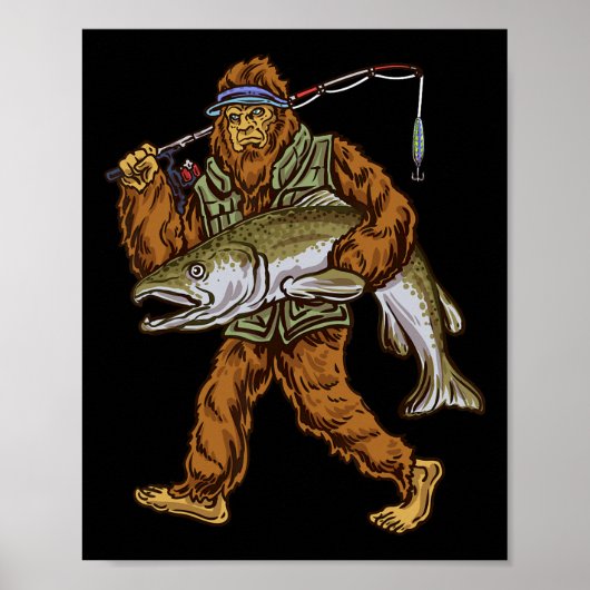 キングサーモン魚釣りマス狩りビッグフートフィッシャーメ ポスター (正面)