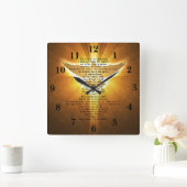 キングジェームス版詩篇23聖書聖なる書物、 経典 スクエア壁時計 (ホーム)