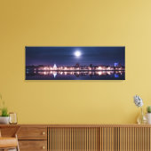 キングスすごいリンのナイトハーバーの上に昇る月 キャンバスプリント (インサイチュ (リビング))