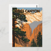 キングスキャニオン国立公園ヴィンテージ旅行ポスター ポストカード (正面/裏面)