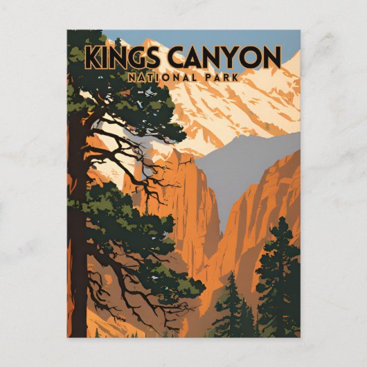 キングスキャニオン国立公園ヴィンテージ旅行ポスター ポストカード (正面)