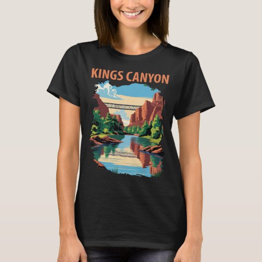 キングスキャニオン川渓谷レトロトラベル Tシャツ (正面)