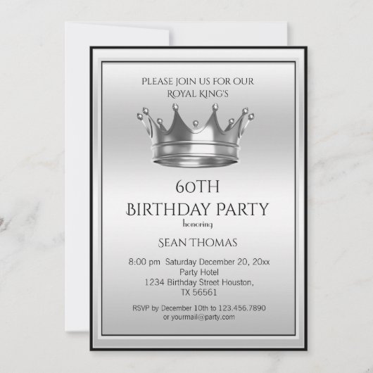 キングスシルバークラウンマンズ誕生日 招待状 (正面)