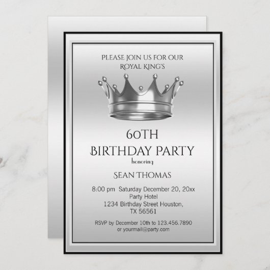 キングスシルバークラウンマンズ誕生日 招待状 (正面/裏面)