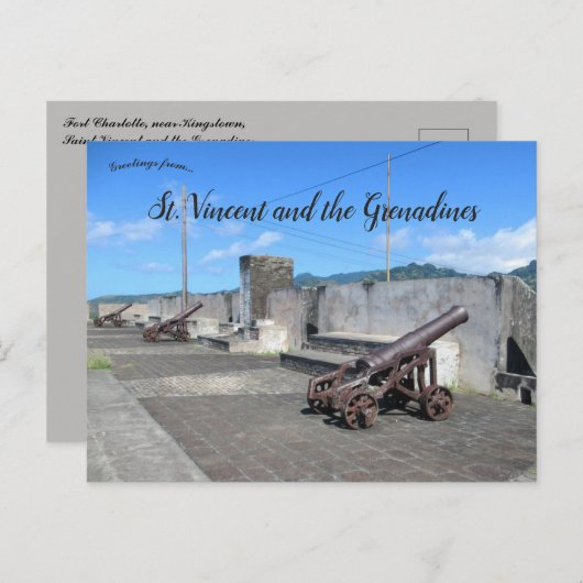 キングスタウンセントビンセント付近の砦シャーロット ポストカード (正面/裏面)