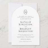 キングストンエレガントモノグラムタイポグラフィ結婚ズ 招待状 (正面)