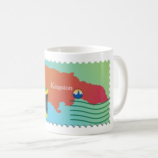 キングストンジャマイカの地図と国旗 コーヒーマグカップ (正面右)