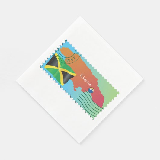 キングストンジャマイカの地図と国旗 スタンダードランチョンナプキン (角)