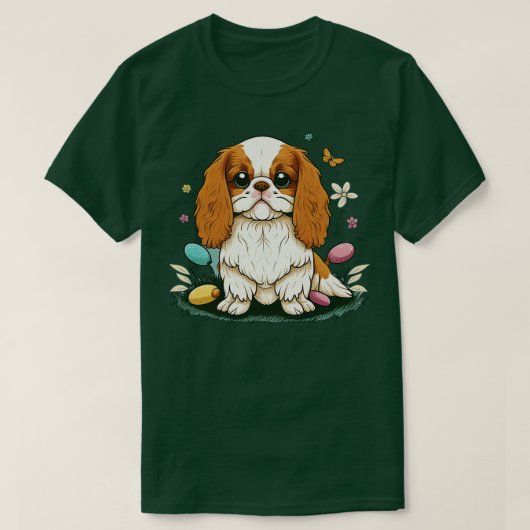 キングスパニエル犬ハッピーイースターの日7 Tシャツ (デザイン正面)