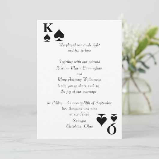 キングス&クイーンズ結婚式招待状(スペード) 招待状 (スタンド正面)