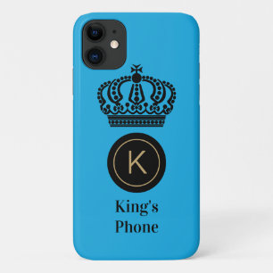 キングズフォンブルーバックグラウンドモノグラムパーソナライズされた iPhone 11 ケース