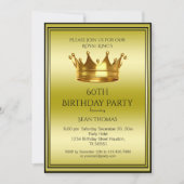 キングズ金ゴールドクラウンマンズ誕生日招待状 招待状 (正面)