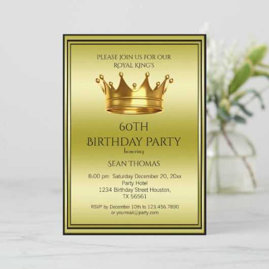 キングズ金ゴールドクラウンマンズ誕生日招待状 招待状 (スタンド正面)