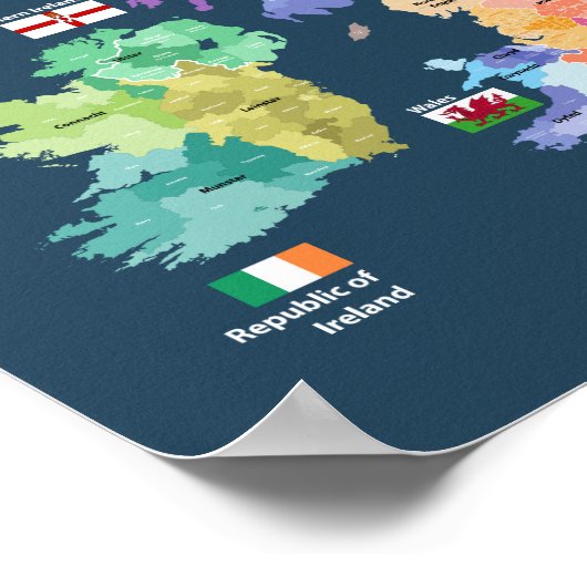 キングダム統一されたの地図 – イングランド郡 ポスター (角)