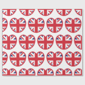 キングダム統一されたユニオンジャック国旗のハート ラッピングペーパー (フラット)