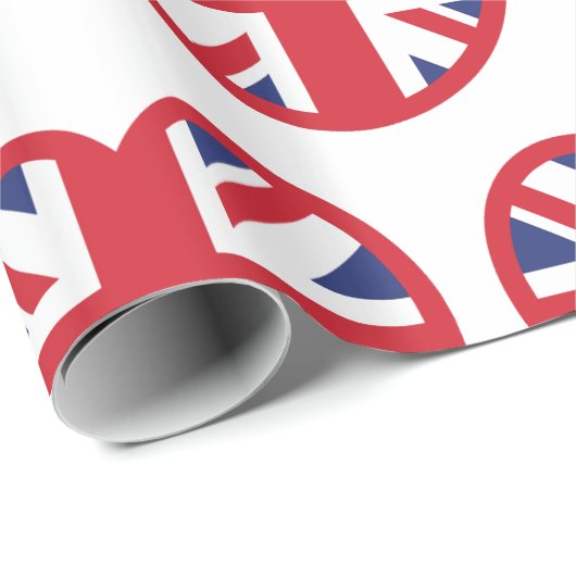 キングダム統一されたユニオンジャック国旗のハート ラッピングペーパー (ロールコーナー)