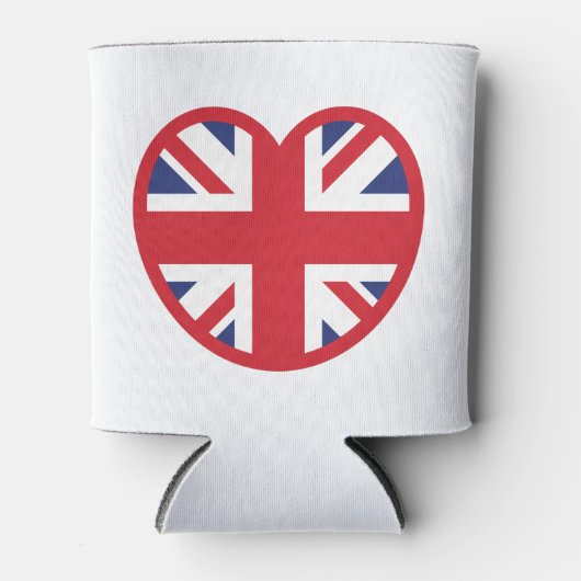 キングダム統一されたユニオンジャック国旗のハート 缶クーラー (正面)