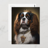 キングチャールズカバリエスパニエル犬とクラウンポストカード ポストカード (正面/裏面)