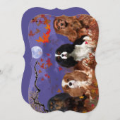 キングチャールズカバリエスパニエル犬秋ノートカード サンキューカード (正面/裏面)