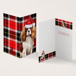 キングチャールズスパニエル犬ウィズプレイドクリスマスホリデイ