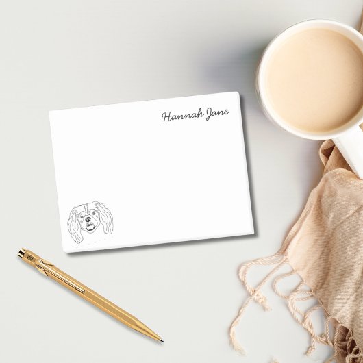 キングチャールズスパニエル犬ブラック&ホワイトパーソナライズされた ポストイット
