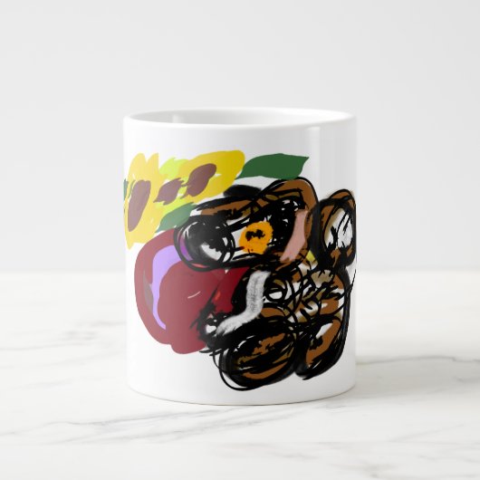 キングチャールズスパニエル 向日葵 ジャンボコーヒーマグカップ (正面)