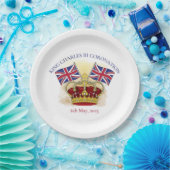 キングチャールズ3世コロネーションクラウンアンドフラッグス紙 ペーパープレート (パーティー)