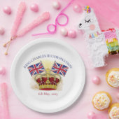 キングチャールズ3世コロネーションクラウンアンドフラッグス紙 ペーパープレート (パーティー)