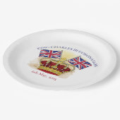 キングチャールズ3世コロネーションクラウンアンドフラッグス紙 ペーパープレート (アングル)