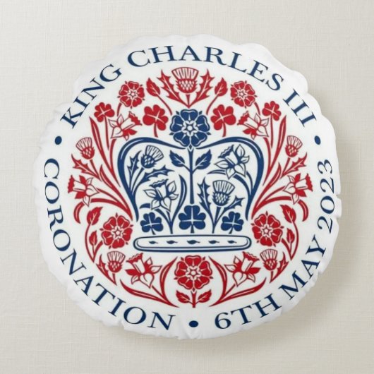 キングチャールズ3世コロネーションラウンドピロー ラウンドクッション (正面)