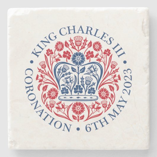キングチャールズ3rdエンブレムスミナリースクエア紙coa ストーンコースター (正面)