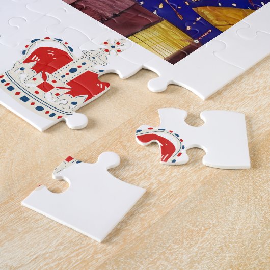 キングチャールズIIIおもしろいカスタム文字戴冠パーティー ジグソーパズル (側面)