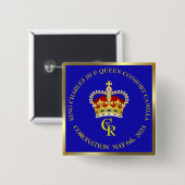 キングチャールズIIIコロネーションお祝い15 cm Squa 缶バッジ (正面&裏面)