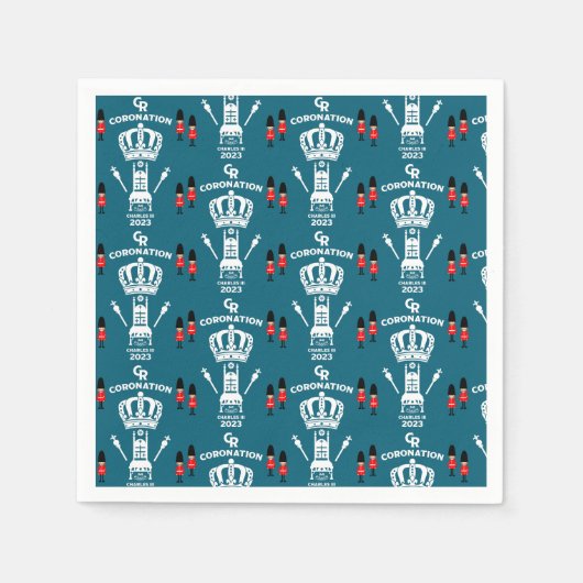 キングチャールズIIIコロネーション通りパーティー スタンダードカクテルナプキン (正面)