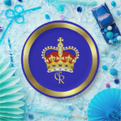 キングチャールズIIIモノグラムアンドクラウン紙プレート ペーパープレート (パーティー)