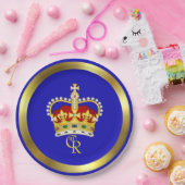 キングチャールズIIIモノグラムアンドクラウン紙プレート ペーパープレート (パーティー)