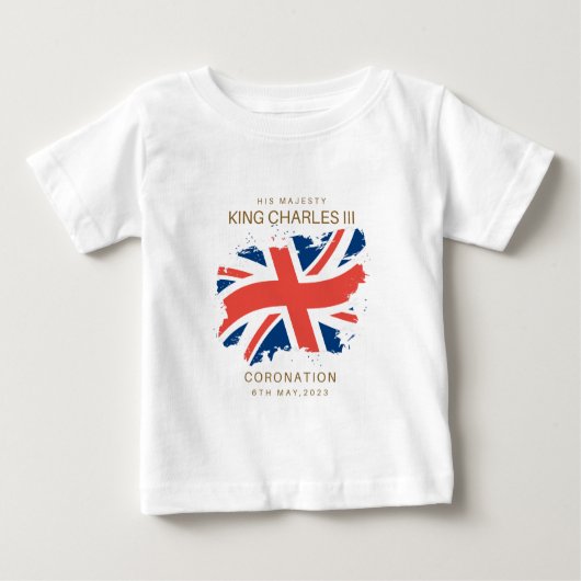 キングチャールズIIIユニオンジャック国旗Tシャツ ベビーTシャツ (正面)