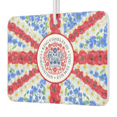 キングチャールズIII戴冠式エンブレムフローラ英国国旗 カーエアーフレッシュナー (左)