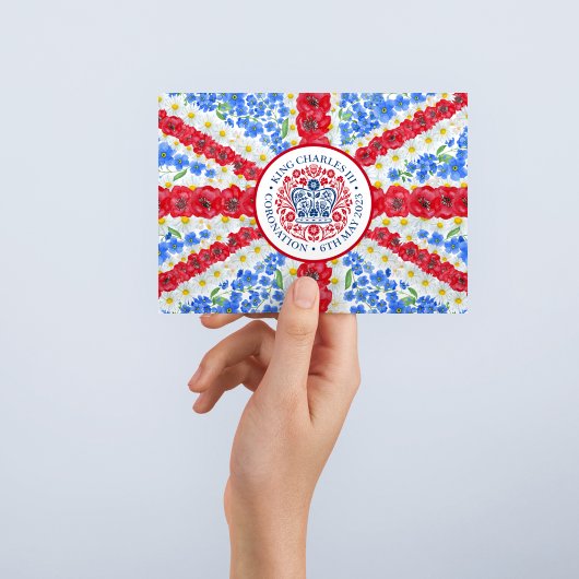 キングチャールズIII戴冠式エンブレムフローラ英国国旗 ポストカード