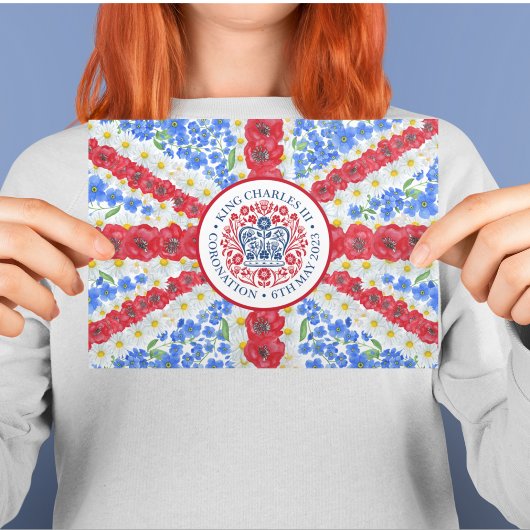 キングチャールズIII戴冠式エンブレムフローラ英国国旗 ポストカード