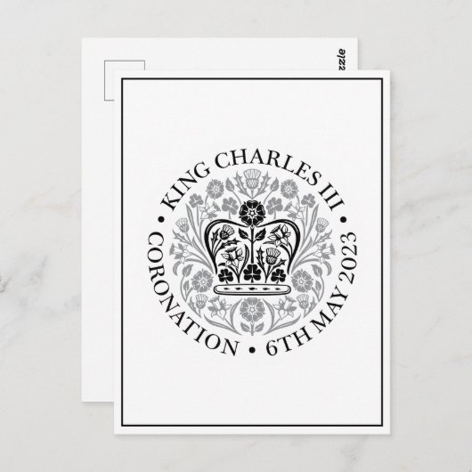 キングチャールズIII戴冠式ブラックロゴお土産 ポストカード (正面/裏面)