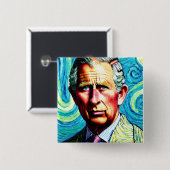 キングチャールズIII 15 cmスクエアバッジ 缶バッジ (正面&裏面)