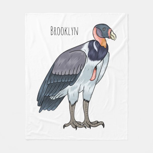 キングハゲワシの鳥の漫画イラストレーション フリースブランケット (正面)
