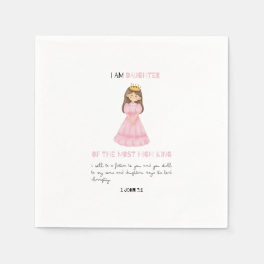 キングバースデーパーティーの可愛いピンクの娘 スタンダードカクテルナプキン (正面)