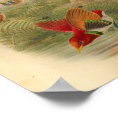 キングバードオブパラダイスレッドヴィンテージプリント ポスター (角)