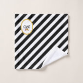 キングパパクラウンオンブラック&ホワイトストライプの バスタオルセット (ウォッシュタオル)