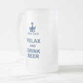 キングパパリラックスおもしろいとビールブルービアマグを飲む フロストグラスビールジョッキ (正面左)