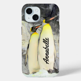 キングパーソナライズされたペンギンの電話ケース iPhone 15ケース