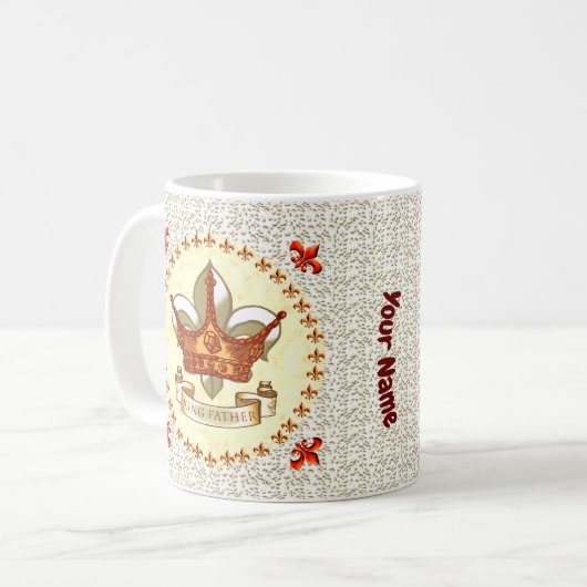キングファーザーバナークラウン名前をカスタムするマグ コーヒーマグカップ (正面左)
